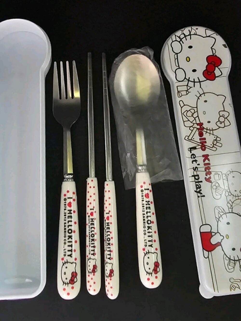 HK White Cutlery Set - Spoon, Fork, Chopsticks